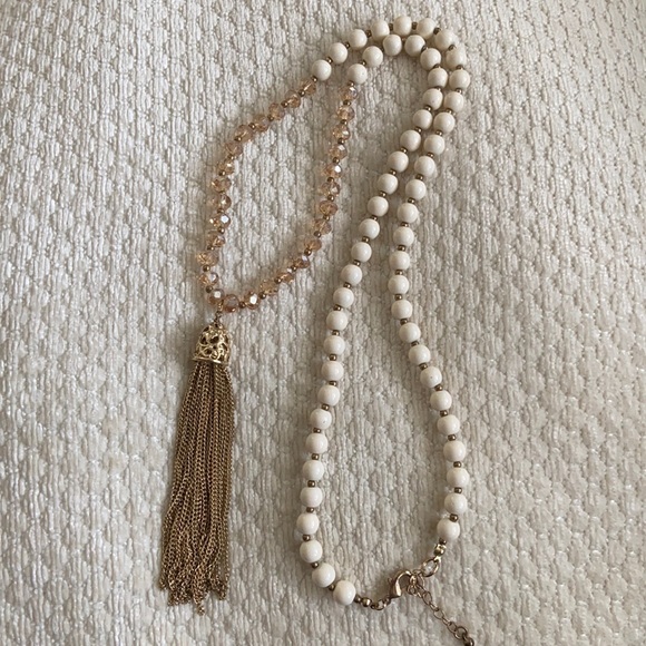 LOFT Jewelry - Long beaded gold tassel necklace